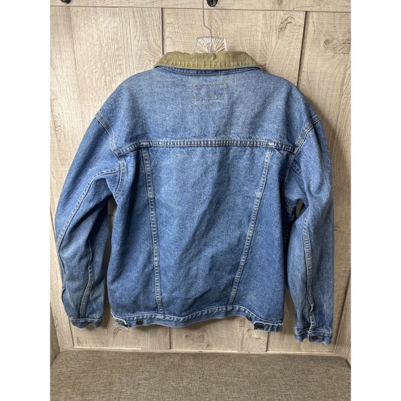 GreatLand Mens Button Up Denim Jacket w/ Corduroy Collar Size Large - Picture 2 of 5